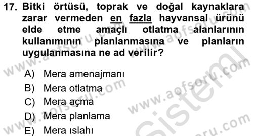 Ekoloji ve Çevre Bilgisi Dersi 2016 - 2017 Yılı (Vize) Ara Sınav Soruları 17. Soru