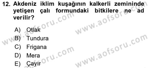 Ekoloji ve Çevre Bilgisi Dersi 2016 - 2017 Yılı (Final) Dönem Sonu Sınav Soruları 12. Soru