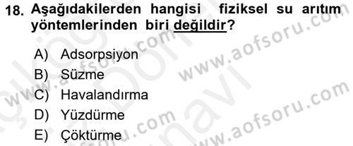 Ekoloji ve Çevre Bilgisi Dersi 2016 - 2017 Yılı (Final) Dönem Sonu Sınav Soruları 18. Soru