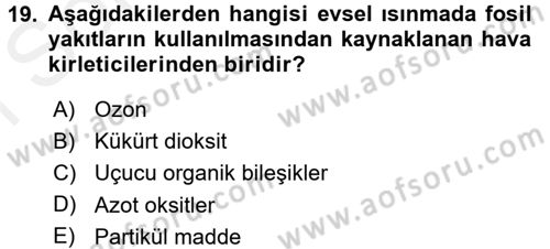 Ekoloji ve Çevre Bilgisi Dersi 2016 - 2017 Yılı (Final) Dönem Sonu Sınav Soruları 19. Soru