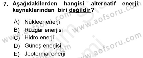 Ekoloji ve Çevre Bilgisi Dersi 2016 - 2017 Yılı (Final) Dönem Sonu Sınav Soruları 7. Soru
