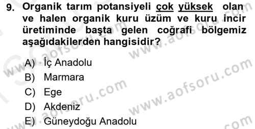 Ekoloji ve Çevre Bilgisi Dersi 2016 - 2017 Yılı (Final) Dönem Sonu Sınav Soruları 9. Soru