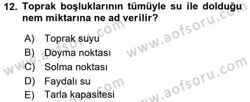 Ekoloji ve Çevre Bilgisi Dersi 2017 - 2018 Yılı 3 Ders Sınav Soruları 12. Soru
