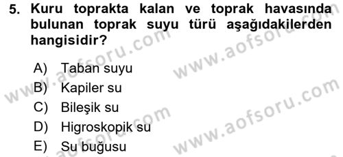 Ekoloji ve Çevre Bilgisi Dersi 2017 - 2018 Yılı 3 Ders Sınavı 5. Soru