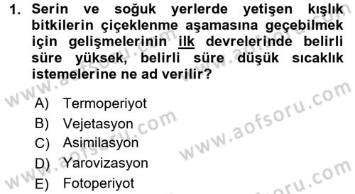 Ekoloji ve Çevre Bilgisi Dersi 2017 - 2018 Yılı (Vize) Ara Sınav Soruları 1. Soru