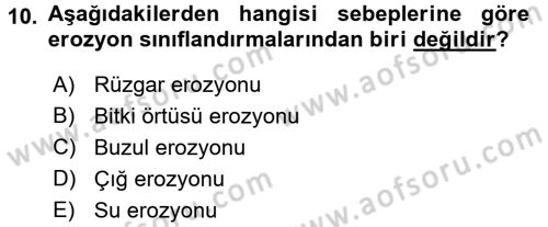 Ekoloji ve Çevre Bilgisi Dersi 2017 - 2018 Yılı (Vize) Ara Sınav Soruları 10. Soru