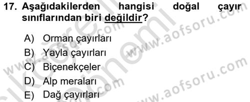Ekoloji ve Çevre Bilgisi Dersi 2017 - 2018 Yılı (Vize) Ara Sınav Soruları 17. Soru