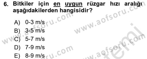 Ekoloji ve Çevre Bilgisi Dersi Ara Sınavı Deneme Sınav Soruları 6. Soru