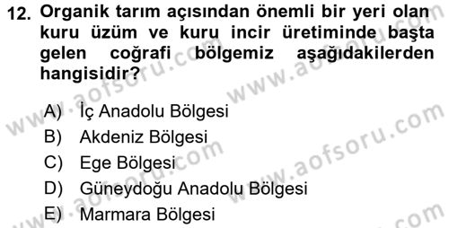 Ekoloji ve Çevre Bilgisi Dersi 2017 - 2018 Yılı (Final) Dönem Sonu Sınav Soruları 12. Soru