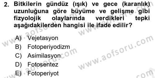 Ekoloji ve Çevre Bilgisi Dersi 2017 - 2018 Yılı (Final) Dönem Sonu Sınav Soruları 2. Soru