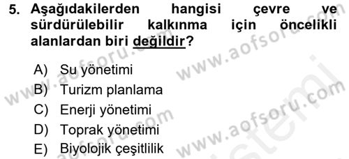 Ekoloji ve Çevre Bilgisi Dersi 2017 - 2018 Yılı (Final) Dönem Sonu Sınav Soruları 5. Soru