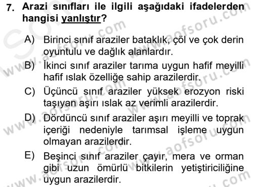 Ekoloji ve Çevre Bilgisi Dersi 2017 - 2018 Yılı (Final) Dönem Sonu Sınav Soruları 7. Soru
