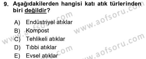 Ekoloji ve Çevre Bilgisi Dersi 2017 - 2018 Yılı (Final) Dönem Sonu Sınav Soruları 9. Soru