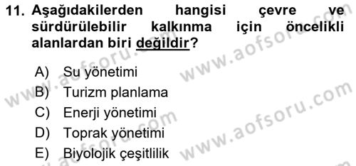 Ekoloji ve Çevre Bilgisi Dersi 2018 - 2019 Yılı 3 Ders Sınav Soruları 11. Soru