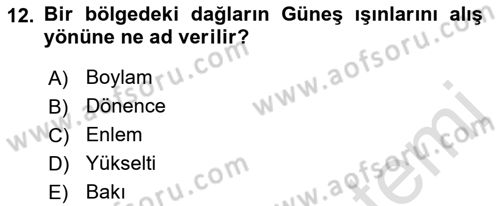 Ekoloji ve Çevre Bilgisi Dersi 2018 - 2019 Yılı 3 Ders Sınav Soruları 12. Soru