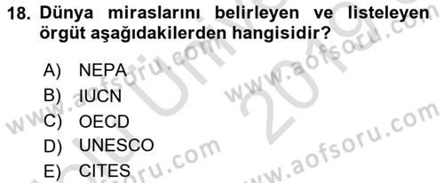 Ekoloji ve Çevre Bilgisi Dersi 2018 - 2019 Yılı 3 Ders Sınav Soruları 18. Soru