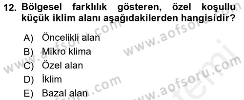 Ekoloji ve Çevre Bilgisi Dersi 2018 - 2019 Yılı (Final) Dönem Sonu Sınav Soruları 12. Soru