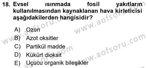 Ekoloji ve Çevre Bilgisi Dersi 2018 - 2019 Yılı (Final) Dönem Sonu Sınav Soruları 18. Soru