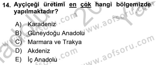 Ekoloji ve Çevre Bilgisi Dersi 2018 - 2019 Yılı Yaz Okulu Sınav Soruları 14. Soru