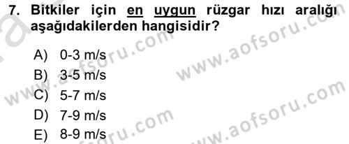Ekoloji ve Çevre Bilgisi Dersi Ara Sınavı Deneme Sınav Soruları 7. Soru