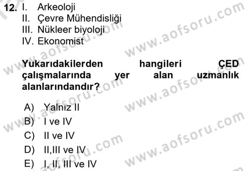 Ekoloji ve Çevre Bilgisi Dersi 2019 - 2020 Yılı (Final) Dönem Sonu Sınav Soruları 12. Soru