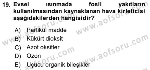 Ekoloji ve Çevre Bilgisi Dersi 2019 - 2020 Yılı (Final) Dönem Sonu Sınav Soruları 19. Soru