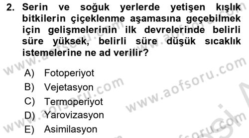 Ekoloji ve Çevre Bilgisi Dersi 2019 - 2020 Yılı (Final) Dönem Sonu Sınav Soruları 2. Soru