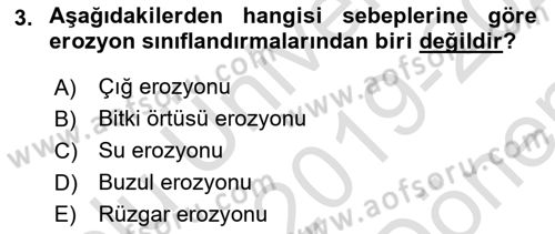 Ekoloji ve Çevre Bilgisi Dersi 2019 - 2020 Yılı (Final) Dönem Sonu Sınav Soruları 3. Soru