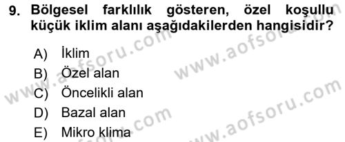 Ekoloji ve Çevre Bilgisi Dersi 2019 - 2020 Yılı (Final) Dönem Sonu Sınav Soruları 9. Soru