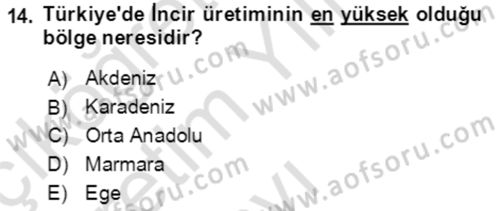 Ekoloji ve Çevre Bilgisi Dersi 2020 - 2021 Yılı Yaz Okulu Sınav Soruları 14. Soru