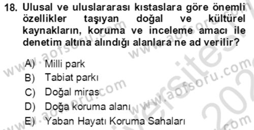 Ekoloji ve Çevre Bilgisi Dersi 2020 - 2021 Yılı Yaz Okulu Sınav Soruları 18. Soru