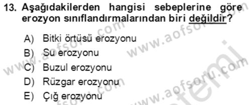 Ekoloji ve Çevre Bilgisi Dersi 2021 - 2022 Yılı (Vize) Ara Sınav Soruları 13. Soru