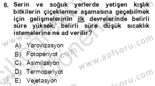 Ekoloji ve Çevre Bilgisi Dersi 2021 - 2022 Yılı (Vize) Ara Sınav Soruları 6. Soru