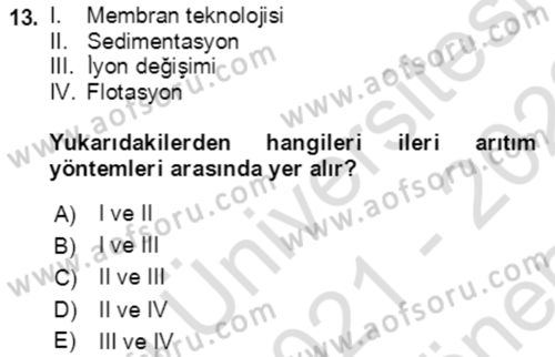 Ekoloji ve Çevre Bilgisi Dersi 2021 - 2022 Yılı (Final) Dönem Sonu Sınav Soruları 13. Soru