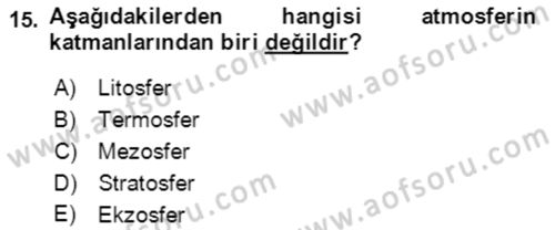 Ekoloji ve Çevre Bilgisi Dersi 2021 - 2022 Yılı (Final) Dönem Sonu Sınav Soruları 15. Soru