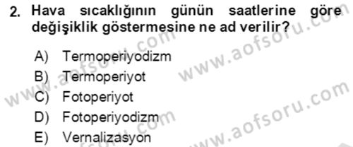 Ekoloji ve Çevre Bilgisi Dersi 2021 - 2022 Yılı (Final) Dönem Sonu Sınav Soruları 2. Soru
