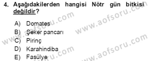 Ekoloji ve Çevre Bilgisi Dersi 2021 - 2022 Yılı Yaz Okulu Sınav Soruları 4. Soru