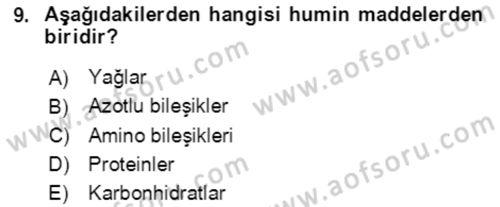 Ekoloji ve Çevre Bilgisi Dersi 2021 - 2022 Yılı Yaz Okulu Sınav Soruları 9. Soru