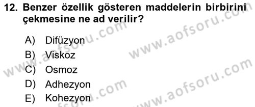 Ekoloji ve Çevre Bilgisi Dersi 2022 - 2023 Yılı (Vize) Ara Sınav Soruları 12. Soru