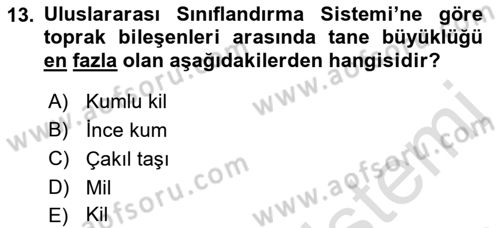 Ekoloji ve Çevre Bilgisi Dersi 2022 - 2023 Yılı (Vize) Ara Sınav Soruları 13. Soru
