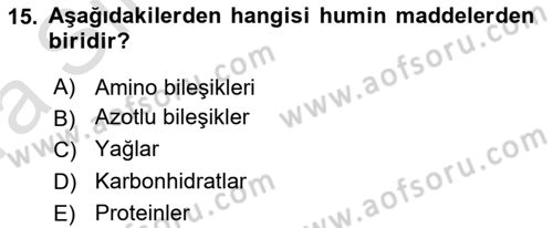 Ekoloji ve Çevre Bilgisi Dersi 2022 - 2023 Yılı (Vize) Ara Sınav Soruları 15. Soru