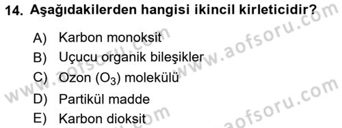 Ekoloji ve Çevre Bilgisi Dersi 2022 - 2023 Yılı (Final) Dönem Sonu Sınavı 14. Soru