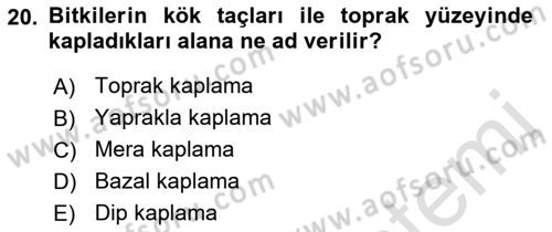 Ekoloji ve Çevre Bilgisi Dersi 2023 - 2024 Yılı (Vize) Ara Sınav Soruları 20. Soru