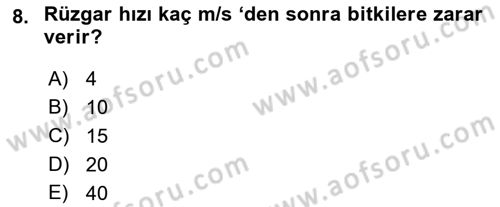 Ekoloji ve Çevre Bilgisi Dersi 2023 - 2024 Yılı (Vize) Ara Sınav Soruları 8. Soru