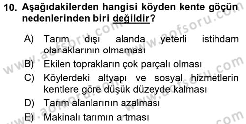 Ekoloji ve Çevre Bilgisi Dersi 2023 - 2024 Yılı (Final) Dönem Sonu Sınav Soruları 10. Soru