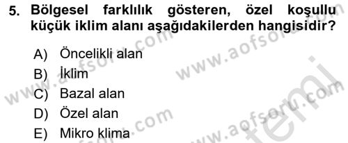 Ekoloji ve Çevre Bilgisi Dersi 2023 - 2024 Yılı (Final) Dönem Sonu Sınav Soruları 5. Soru