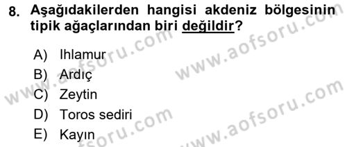 Ekoloji ve Çevre Bilgisi Dersi 2023 - 2024 Yılı (Final) Dönem Sonu Sınav Soruları 8. Soru