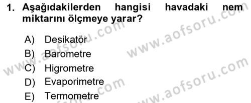 Ekoloji ve Çevre Bilgisi Dersi 2023 - 2024 Yılı Yaz Okulu Sınav Soruları 1. Soru