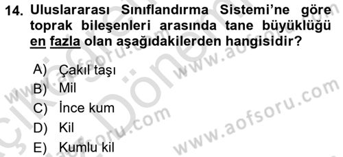 Ekoloji ve Çevre Bilgisi Dersi Ara Sınavı Deneme Sınav Soruları 14. Soru