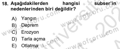 Ekoloji ve Çevre Bilgisi Dersi Ara Sınavı Deneme Sınav Soruları 18. Soru